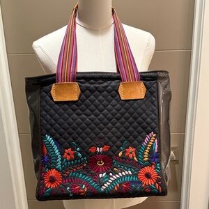 Embroidered Black Tote Bag